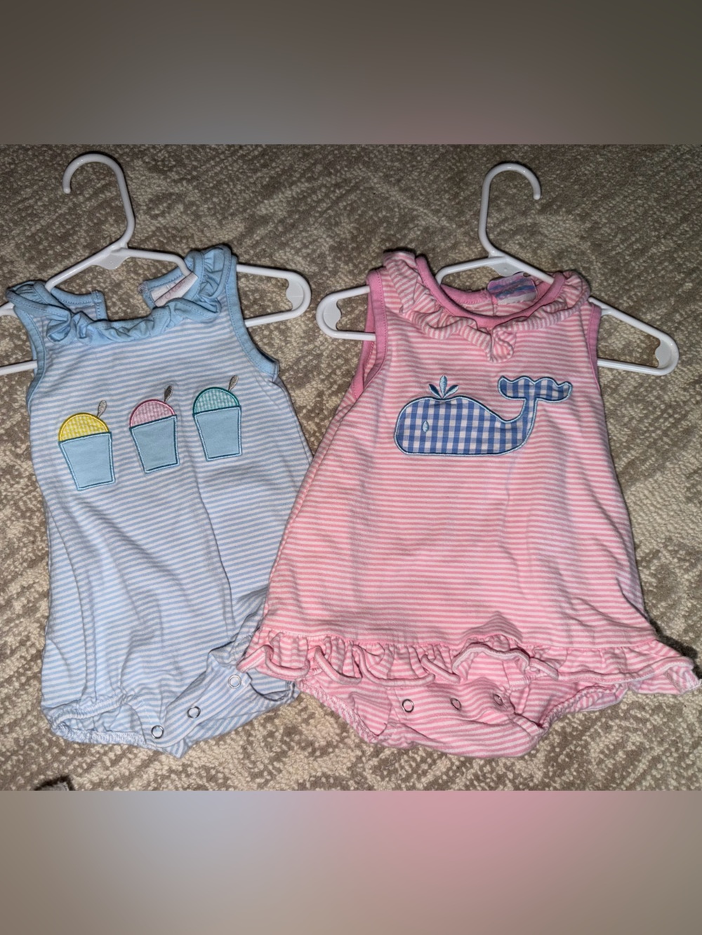 Pink Whale Stripe Baby Romper - Infant Girls